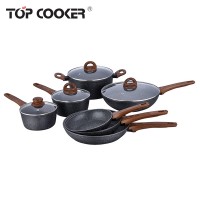 11PCS Aluminium Forged Induction Korea Marble Stone Coating Cookware Sets