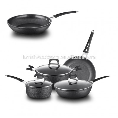 2017 canton fair set of pots and pans 7pcs aluminium alloy cookware set crack cooker