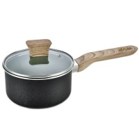 hot sale black color saucepan with wooden handle cookware set