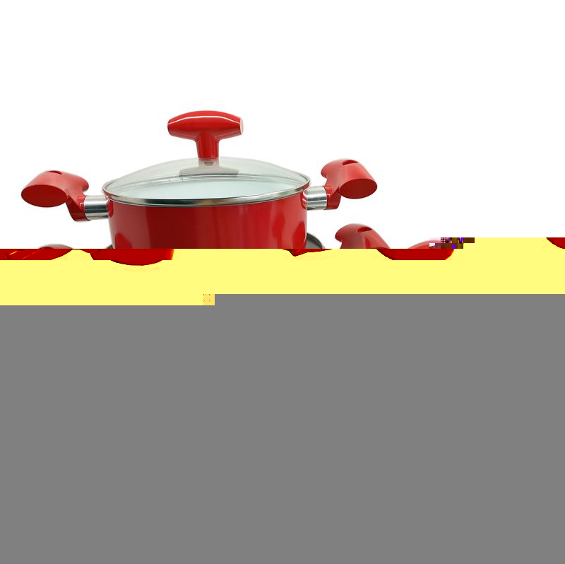 red color ceramic coating nonstick cooking pot cookware set