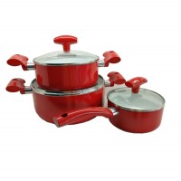 red color ceramic coating nonstick cooking pot cookware set